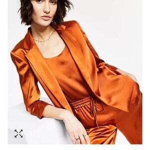Bar iii satin rust/orange blazer
